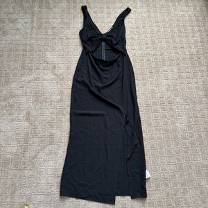 ASOS Cut-Out Maxi Dress Beach Coverup Women's 6 Tall Black Tie Front Slit Sheer